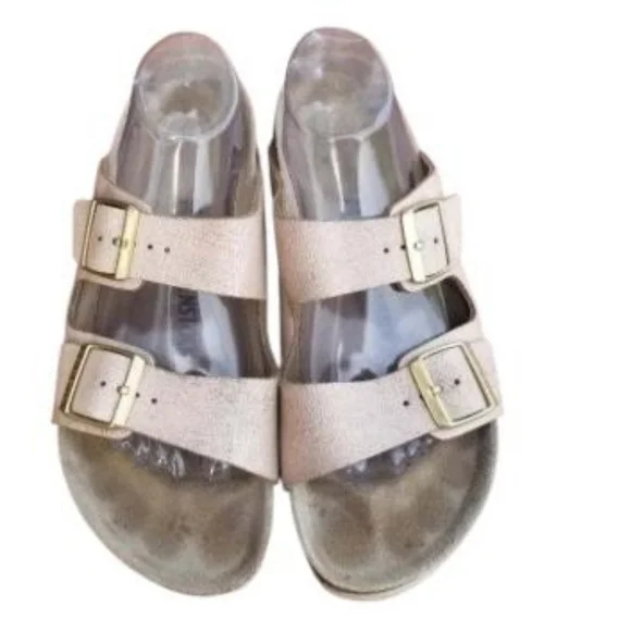 42 Birkenstock Shimmer Distress Rose Pink Slip On Sandal Birks Shoe Women 11 - Picture 8 of 14